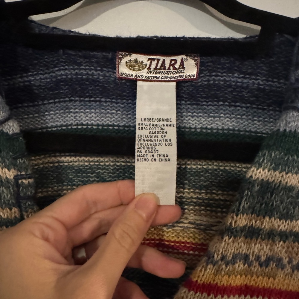 Vintage Tiara International Striped Cardigan Sweater - Picture 2 of 2